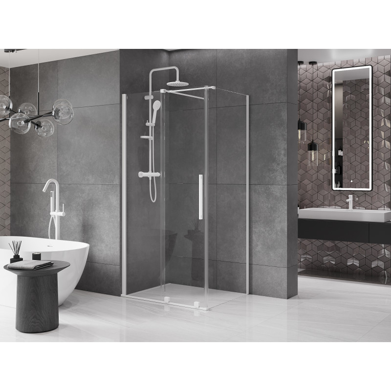 Mexen Velar cabine de douche coulissante 120 x 70 cm, transparent, blanc - 871-120-070-01-20