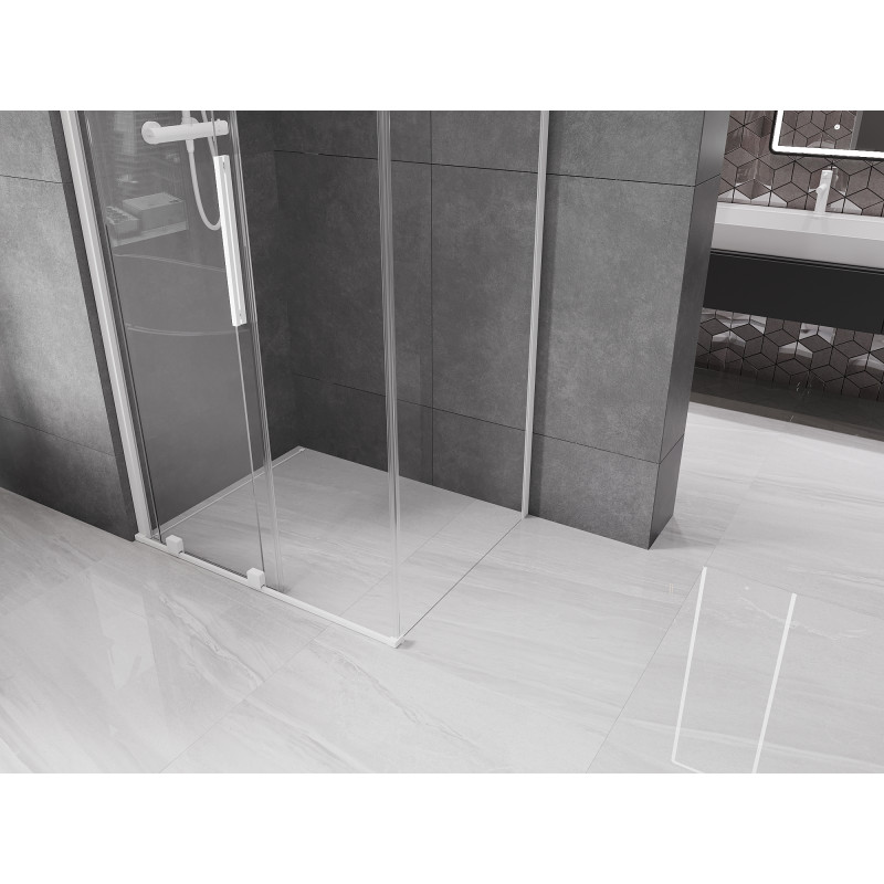 Mexen Velar cabine de douche coulissante 140 x 90 cm, transparent, blanc - 871-140-090-01-20