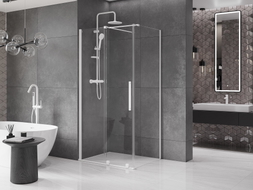 Mexen Velar cabine de douche coulissante 150 x 100 cm, transparente, blanche - 871-150-100-01-20