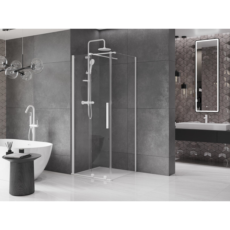 Mexen Velar cabine de douche coulissante 90 x 90 cm, transparent, blanc - 871-090-090-01-20