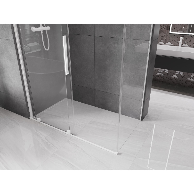 Mexen Velar cabine de douche coulissante 140 x 85 cm, transparente, blanche - 871-140-085-01-20