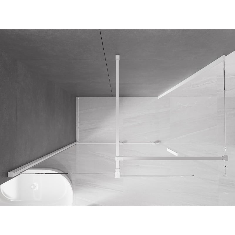Mexen Velar cabine de douche coulissante 140 x 85 cm, transparente, blanche - 871-140-085-01-20
