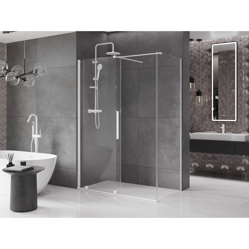 Mexen Velar cabine de douche coulissante 160 x 70 cm, transparente, blanche - 871-160-070-01-20