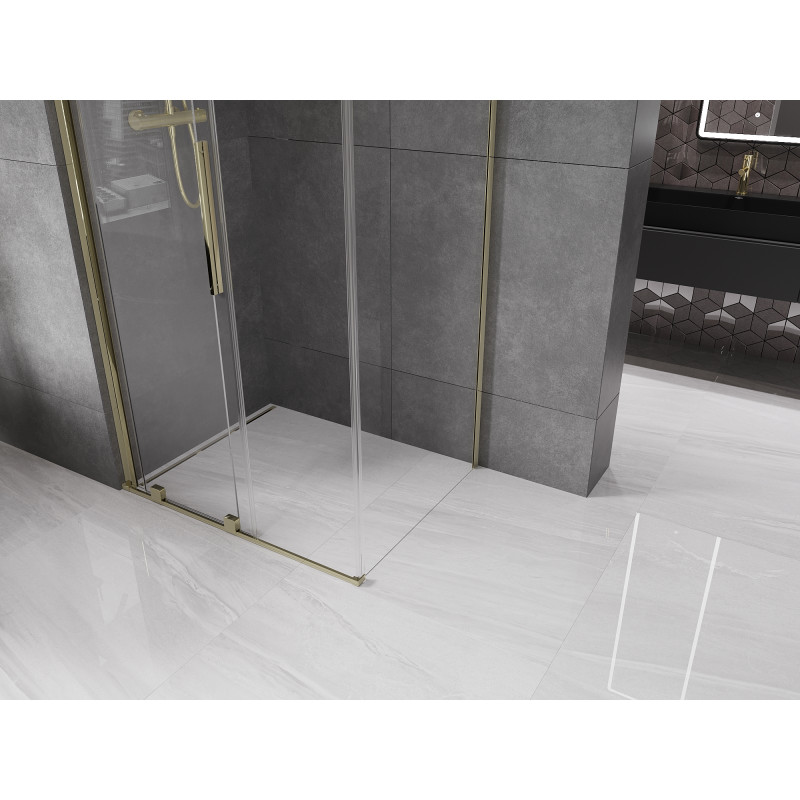 Mexen Velar cabine de douche coulissante 140 x 90 cm, transparent, dorée - 871-140-090-01-50