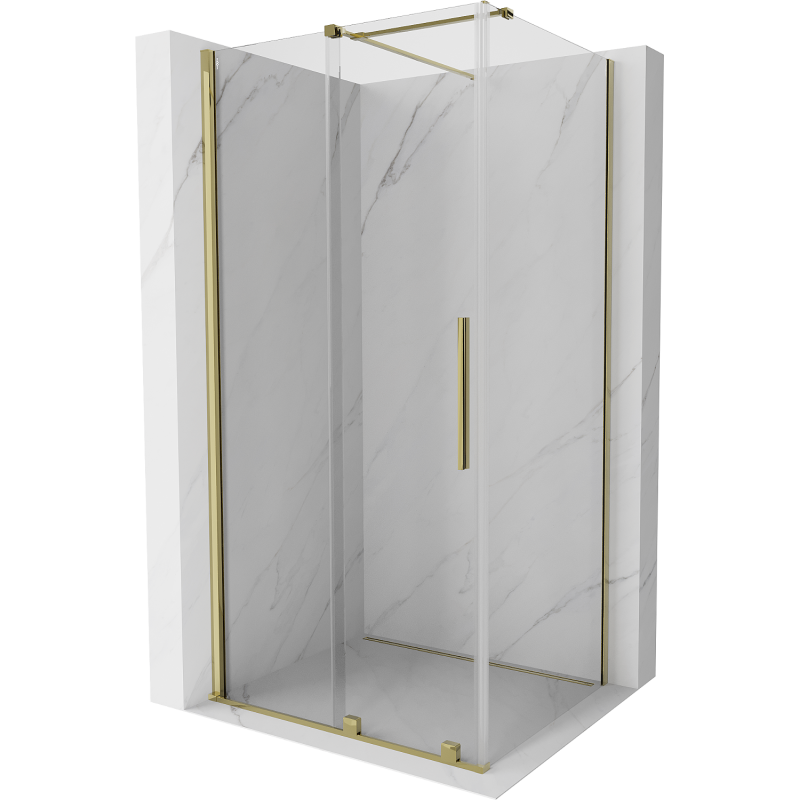 Mexen Velar cabine de douche coulissante 150 x 100 cm, transparente, dorée - 871-150-100-01-50