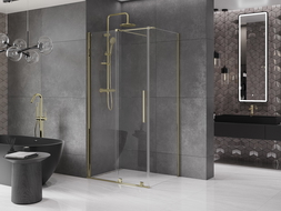 Mexen Velar cabine de douche coulissante 150 x 100 cm, transparent, or - 871-150-100-01-50