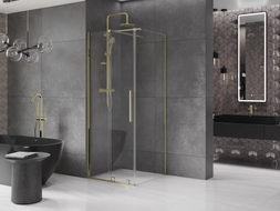 Mexen Velar cabine de douche coulissante 100 x 100 cm, transparente, or - 871-100-100-01-50