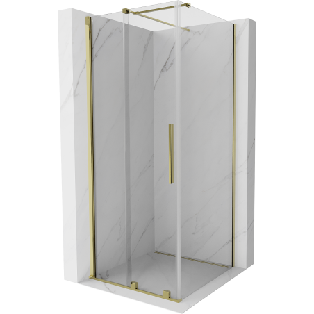 Mexen Velar cabine de douche coulissante 110 x 110 cm, transparente, dorée - 871-110-110-01-50