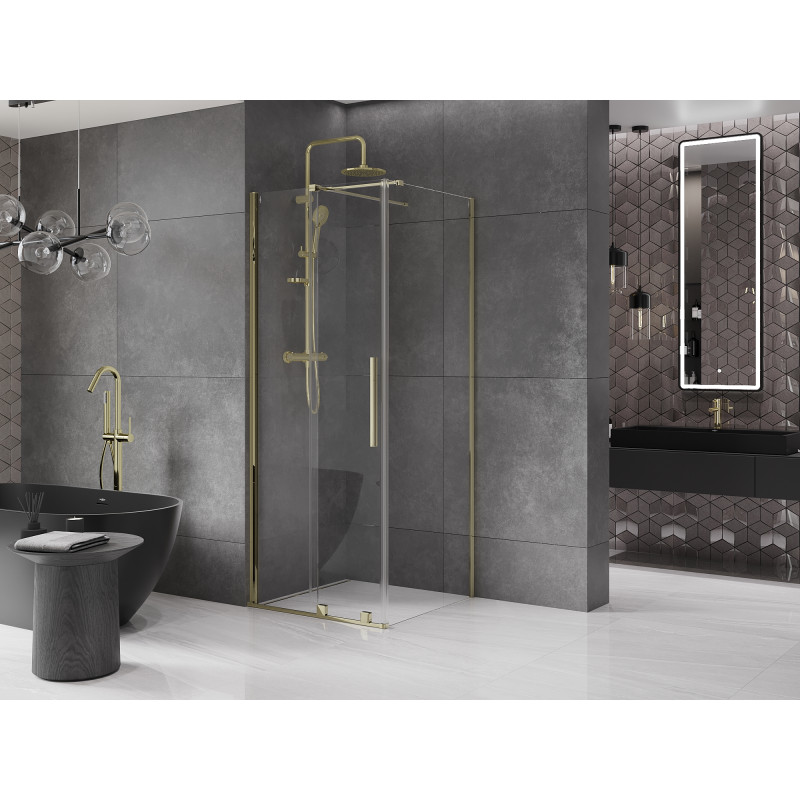 Mexen Velar cabine de douche coulissante 110 x 110 cm, transparent, dorée - 871-110-110-01-50