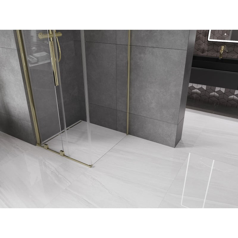 Mexen Velar cabine de douche coulissante 120 x 120 cm, transparente, dorée - 871-120-120-01-50