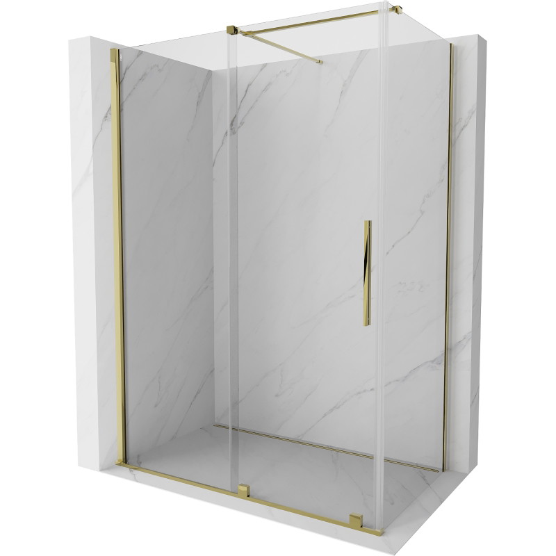 Mexen Velar cabine de douche coulissante 130 x 75 cm, transparente, dorée - 871-130-075-01-50