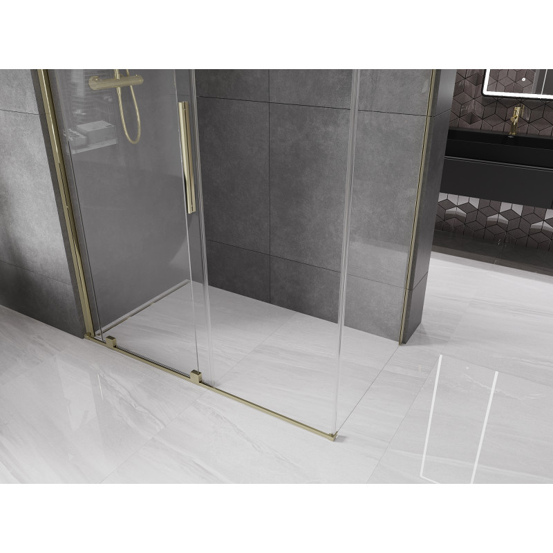 Mexen Velar cabine de douche coulissante 130 x 75 cm, transparent, or - 871-130-075-01-50