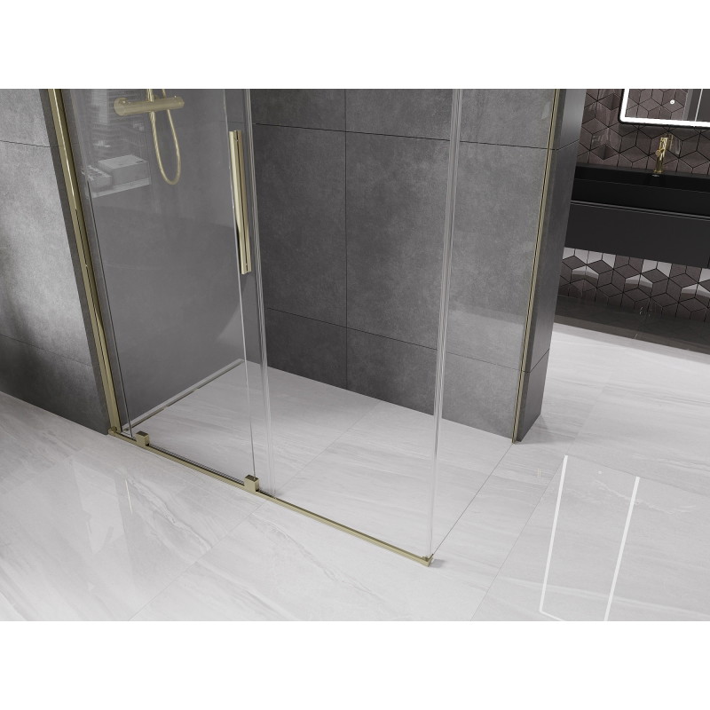 Mexen Velar cabine de douche coulissante 130 x 75 cm, transparente, dorée - 871-130-075-01-50