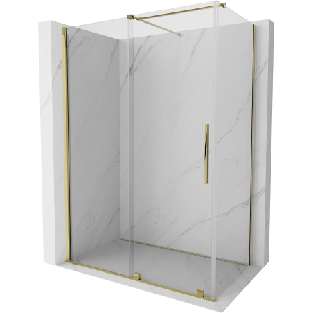 Cabine de douche coulissante Mexen Velar 140 x 85 cm, transparent, dorée - 871-140-085-01-50