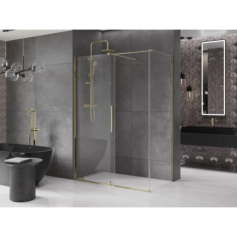 Mexen Velar cabine de douche coulissante 150 x 85 cm, transparente, dorée - 871-150-085-01-50