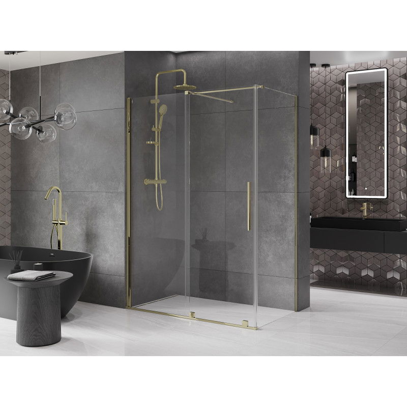 Mexen Velar cabine de douche coulissante 160 x 75 cm, transparente, dorée - 871-160-075-01-50