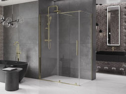 Mexen Velar cabine de douche coulissante 160 x 80 cm, transparente, dorée - 871-160-080-01-50