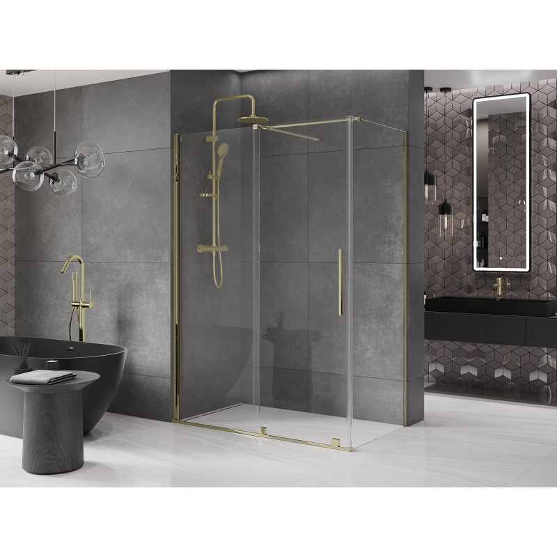 Mexen Velar cabine de douche coulissante 160 x 85 cm, transparent, or - 871-160-085-01-50