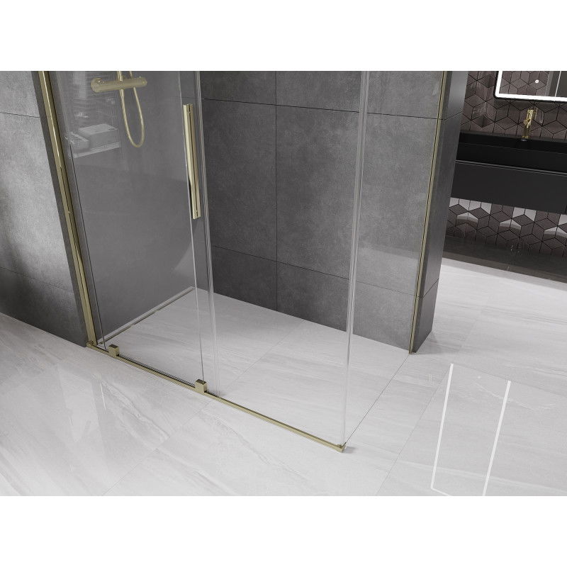 Mexen Velar cabine de douche coulissante 160 x 100 cm, transparent, doré - 871-160-100-01-50