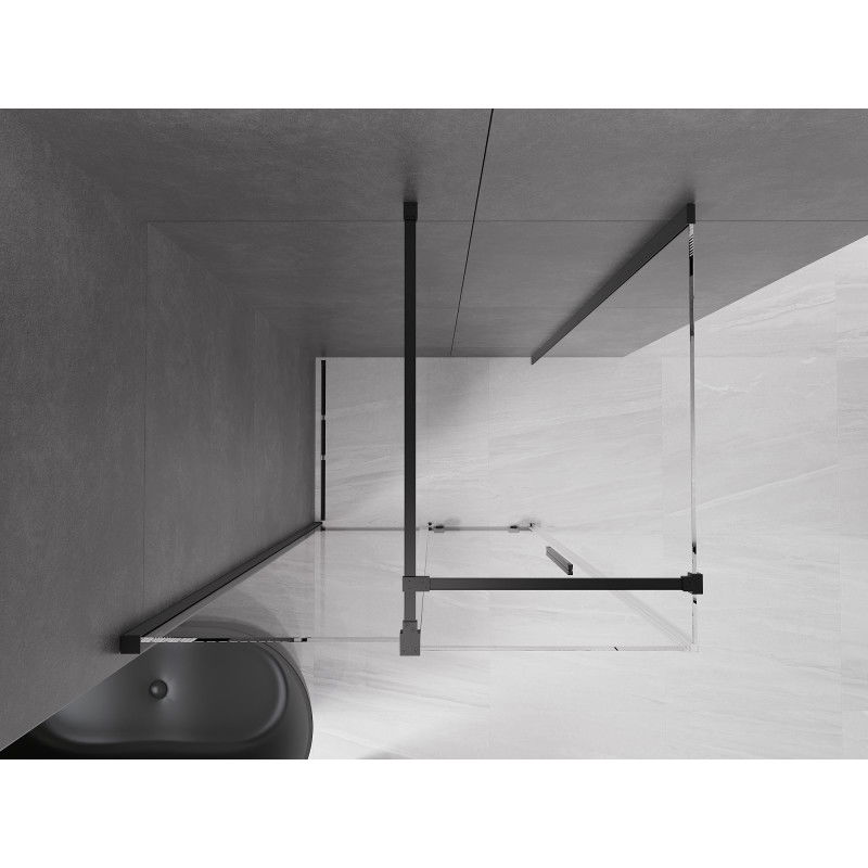 Mexen Velar cabine de douche coulissante 90 x 75 cm, transparente, noire - 871-090-075-01-70