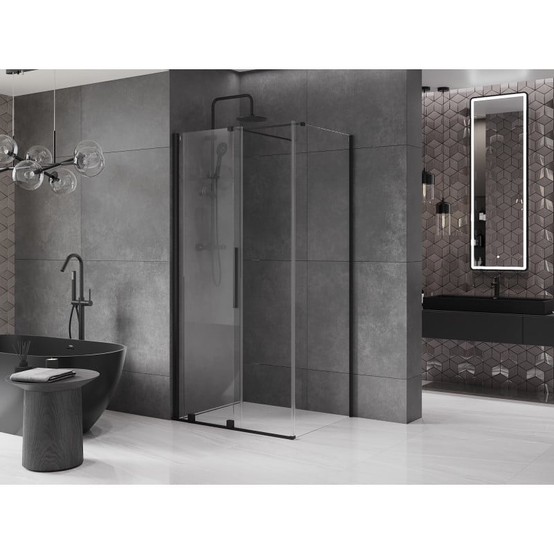 Mexen Velar cabine de douche coulissante 140 x 90 cm, transparent, noir - 871-140-090-01-70
