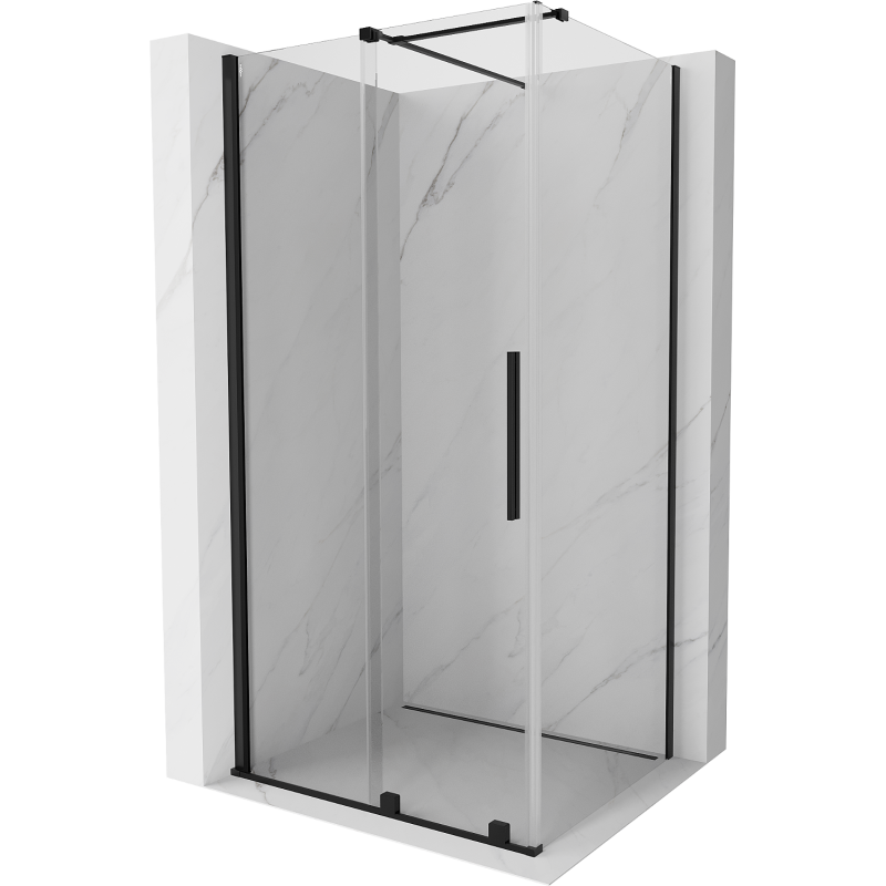 Mexen Velar cabine de douche coulissante 140 x 100 cm, transparente, noire - 871-140-100-01-70