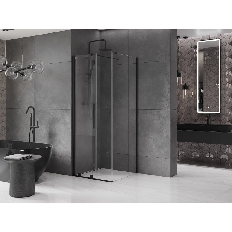 Mexen Velar cabine de douche coulissante 100 x 100 cm, transparente, noire - 871-100-100-01-70