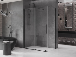 Mexen Velar cabine de douche coulissante 140 x 85 cm, transparent, noir - 871-140-085-01-70