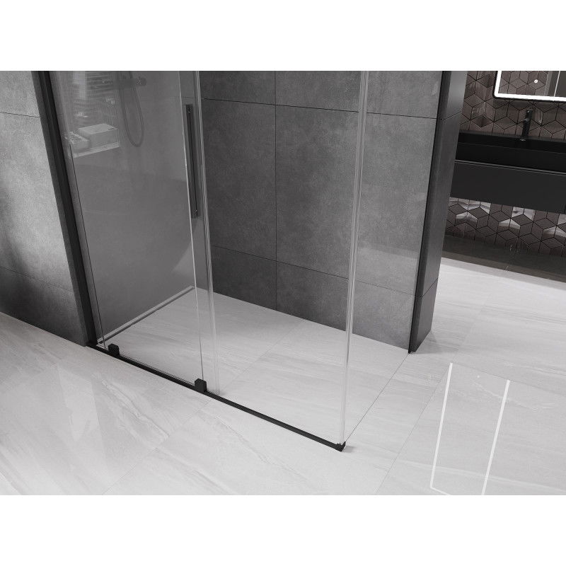 Mexen Velar cabine de douche coulissante 150 x 90 cm, transparent, noir - 871-150-090-01-70