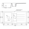 Mexen Andres évier en granit 1,5 bac avec égouttoir 1000 x 500 mm, beige, siphon chromé - 6515101510-69