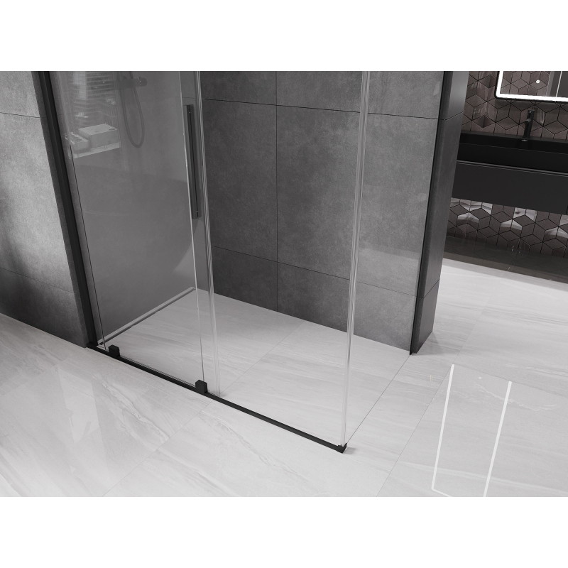 Mexen Velar cabine de douche coulissante 160 x 85 cm, transparente, noire - 871-160-085-01-70