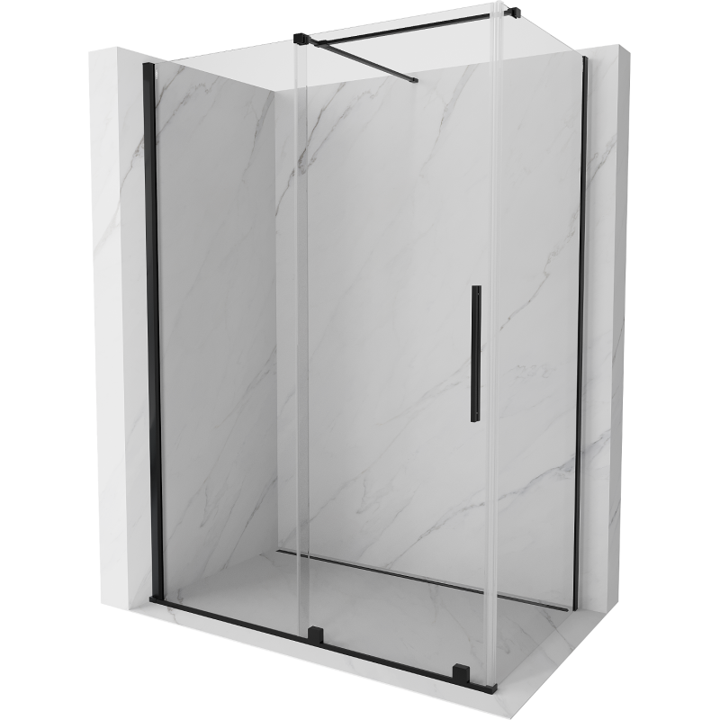 Mexen Velar cabine de douche coulissante 160 x 100 cm, transparente, noire - 871-160-100-01-70