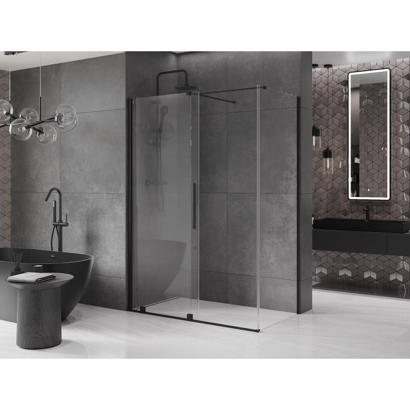 Mexen Velar cabine de douche coulissante 160 x 100 cm, transparente, noire - 871-160-100-01-70