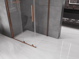 Mexen Velar cabine de douche coulissante 90 x 100 cm, transparent, or rose - 871-090-100-01-60