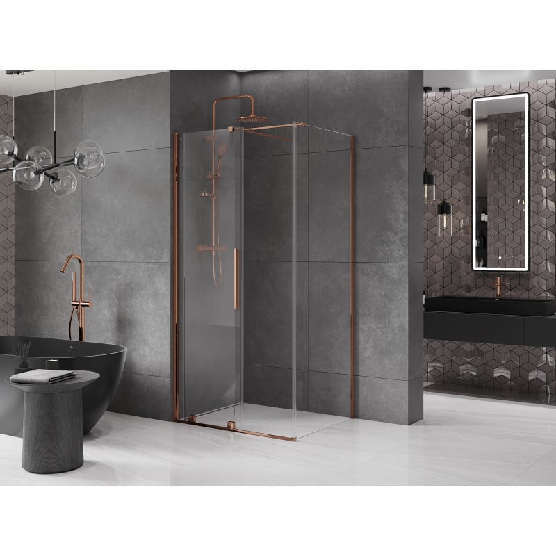 Mexen Velar cabine de douche coulissante 90 x 120 cm, transparent, or rose - 871-090-120-01-60