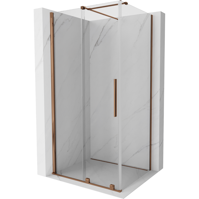Mexen Velar cabine de douche coulissante 100 x 75 cm, transparent, or rose - 871-100-075-01-60