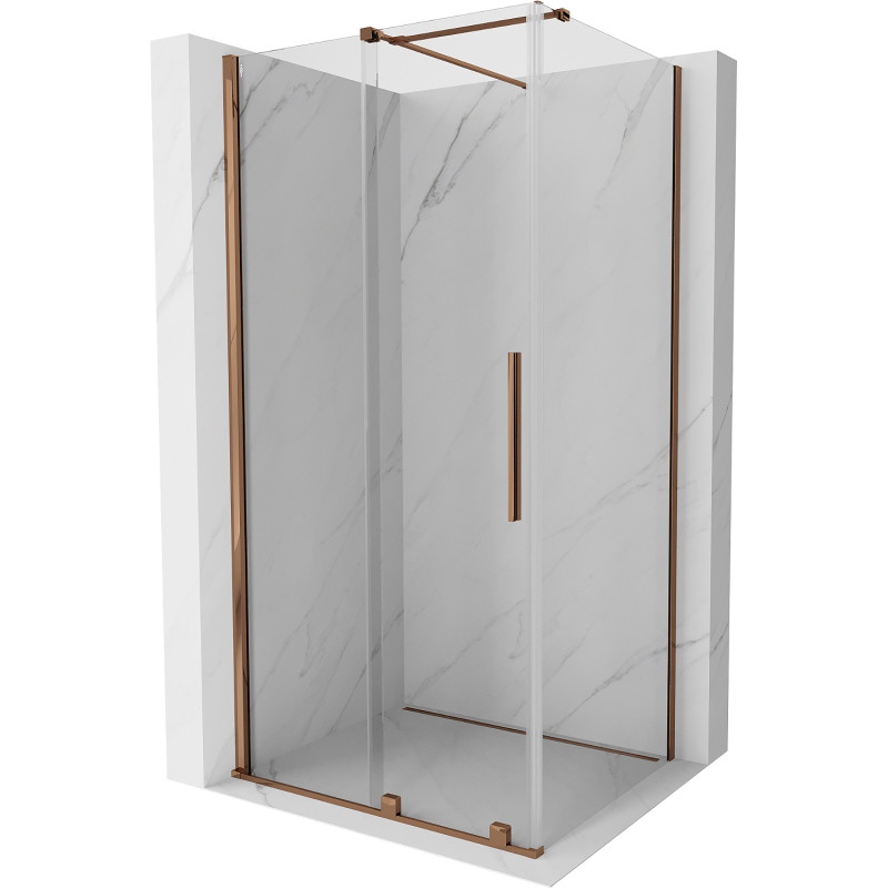 Mexen Velar cabine de douche coulissante 100 x 110 cm, transparente, or rose - 871-100-110-01-60
