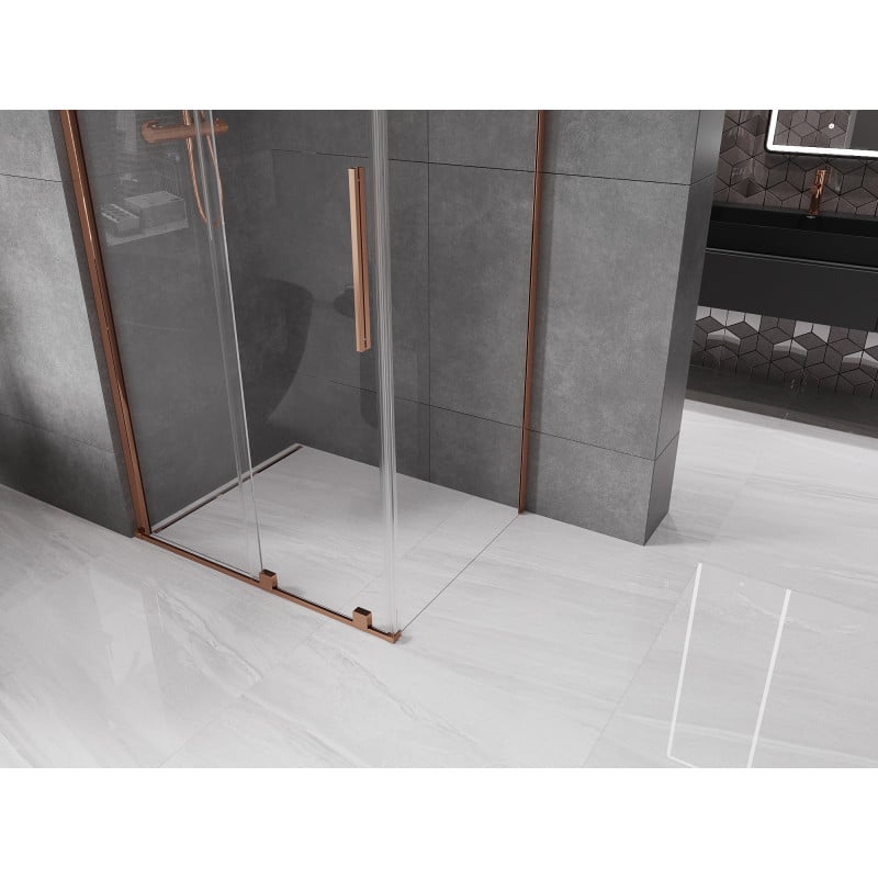 Mexen Velar cabine de douche coulissante 110 x 90 cm, transparent, or rose - 871-110-090-01-60