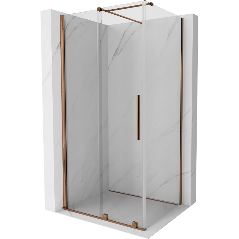 Cabine de douche coulissante Mexen Velar 110 x 100 cm, transparent, or rose - 871-110-100-01-60