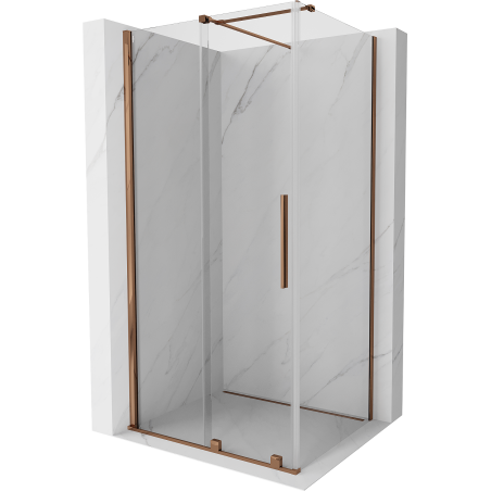 Cabine de douche coulissante Mexen Velar 110 x 100 cm, transparent, or rose - 871-110-100-01-60