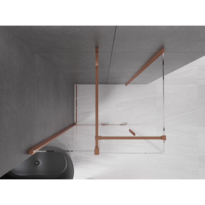 Mexen Velar cabine de douche coulissante 120 x 90 cm, transparent, or rose - 871-120-090-01-60