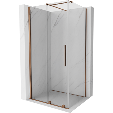 Mexen Velar cabine de douche coulissante 120 x 110 cm, transparente, or rose - 871-120-110-01-60