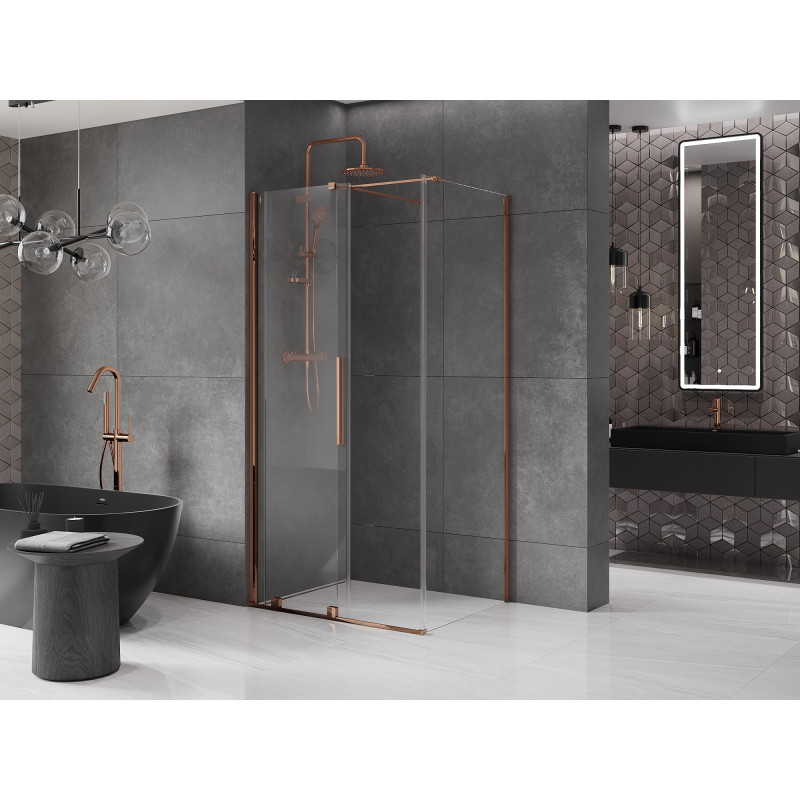 Mexen Velar cabine de douche coulissante 130 x 100 cm, transparent, or rose - 871-130-100-01-60