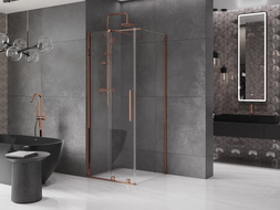 Mexen Velar cabine de douche coulissante 90 x 90 cm, transparent, or rose - 871-090-090-01-60