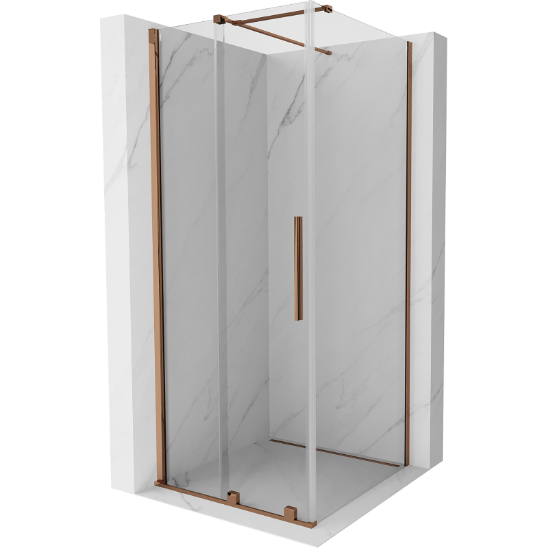 Mexen Velar cabine de douche coulissante 100 x 100 cm, transparent, or rose - 871-100-100-01-60