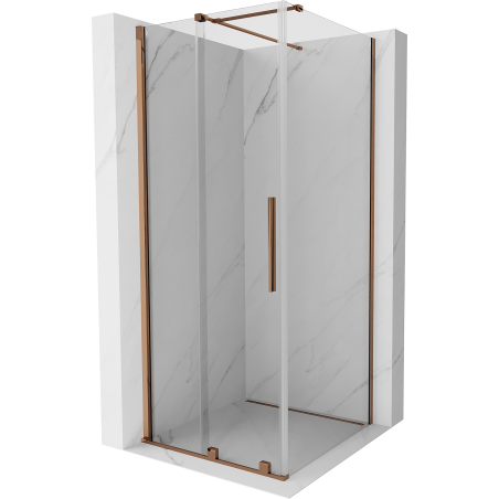Mexen Velar cabine de douche coulissante 100 x 100 cm, transparente, or rose - 871-100-100-01-60