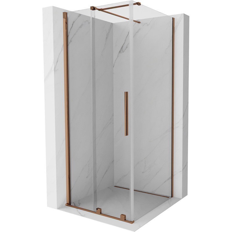 Mexen Velar cabine de douche coulissante 120 x 120 cm, transparente, or rose - 871-120-120-01-60