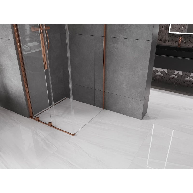 Mexen Velar cabine de douche coulissante 120 x 120 cm, transparent, or rose - 871-120-120-01-60