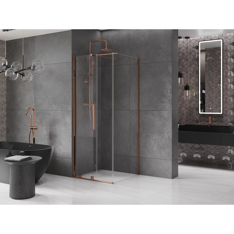 Mexen Velar cabine de douche coulissante 120 x 120 cm, transparent, or rose - 871-120-120-01-60