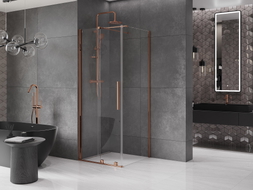Mexen Velar cabine de douche coulissante 120 x 120 cm, transparente, or rose - 871-120-120-01-60